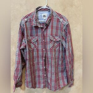 Paper Denim & Cloth Men's Red and Blue Checkered Shirt